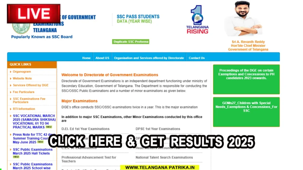 TS SSC Result 2025 Live