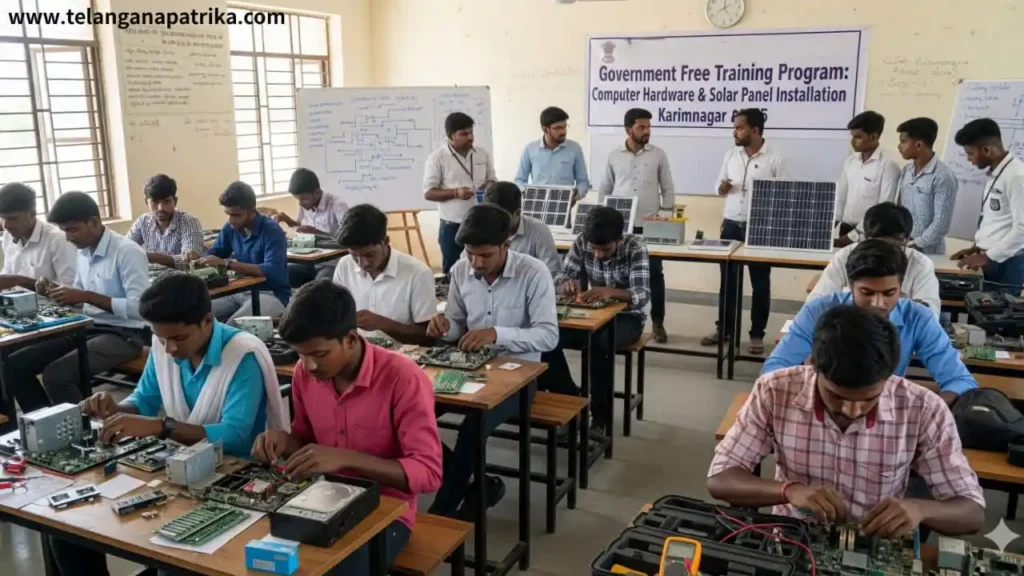 Karimnagar - Youth attending free skill training program in Karimnagar 2025 at a government rural institute