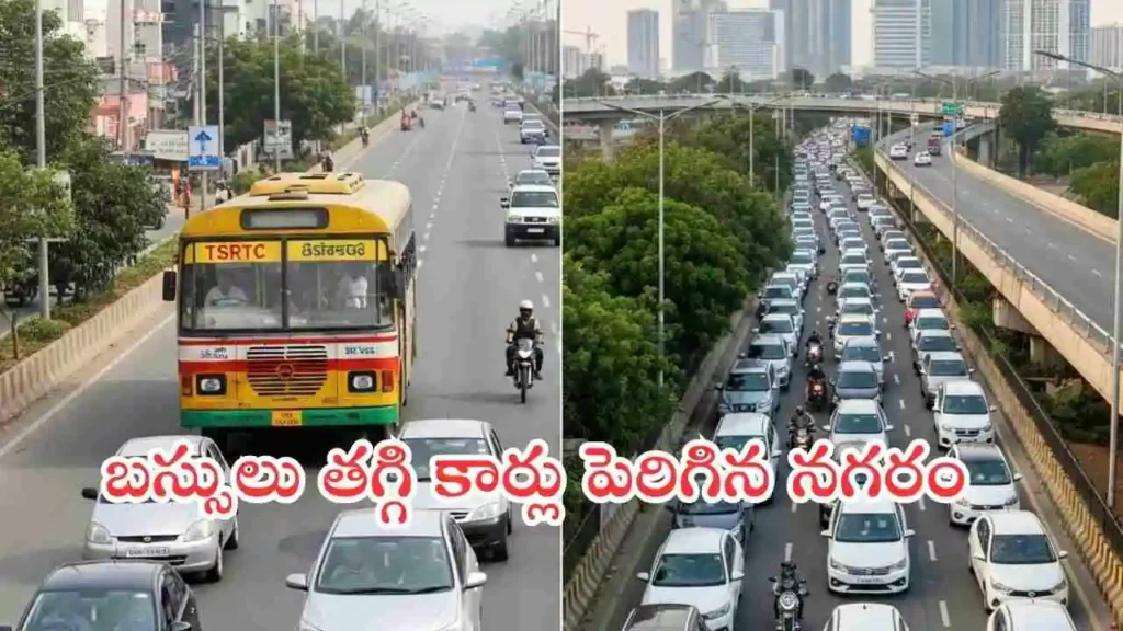 Hyderabad transport shift from buses to private cars graph 2011-2025