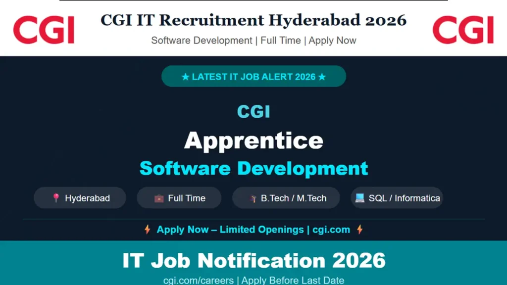 CGI Recruitment Hyderabad 2026 – Apprentice Software Development, Full Time IT Job, Apply Now direct link