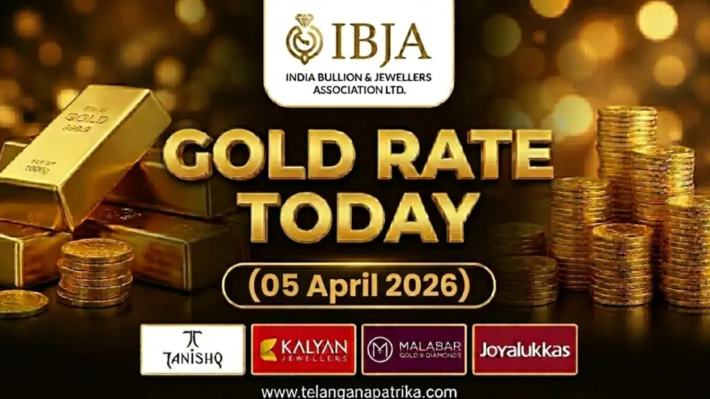 Gold Rate Today - Gold rate chart in Hyderabad jewelry store on 05 April 2026