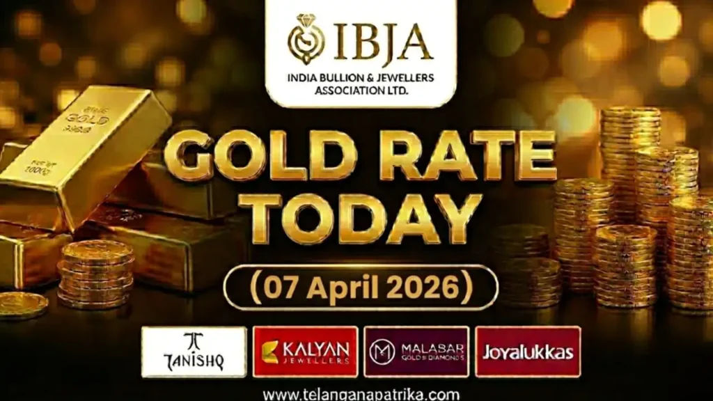 Gold Rate Today - Gold rate chart in Hyderabad jewelry store on 07 April 2026