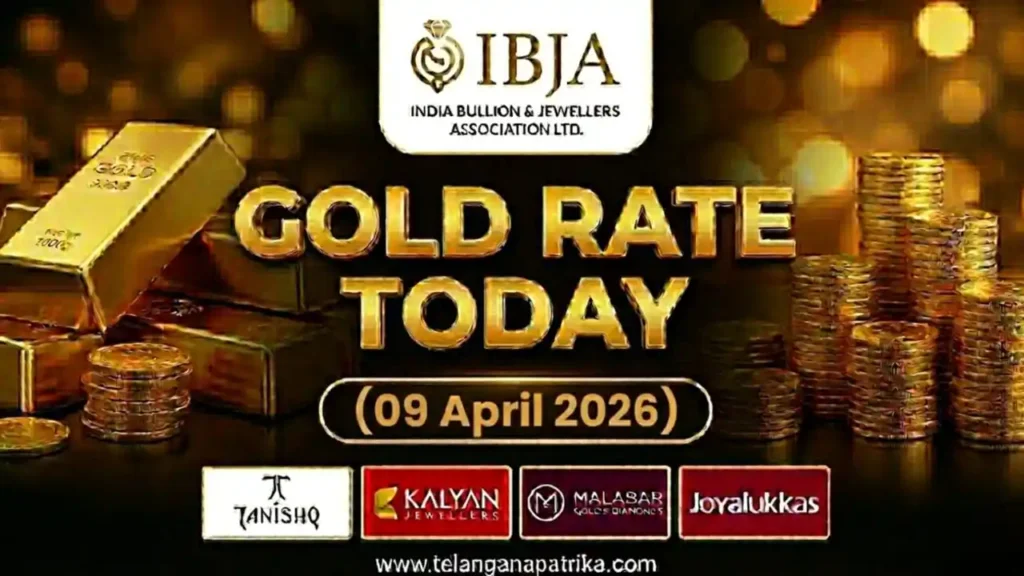 Gold Rate Today - Gold rate chart in Hyderabad jewelry store on 09 April 2026