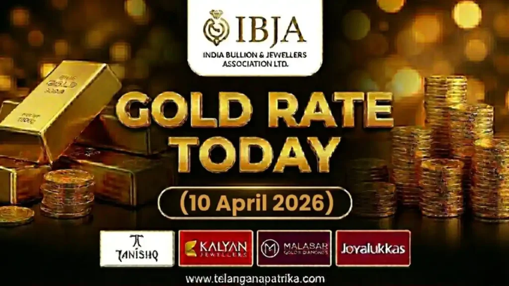 Gold Rate Today - Gold rate chart in Hyderabad jewelry store on 10 April 2026