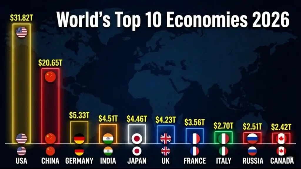 Top 10 Richest Countries World GDP 2026 Rankings List USA China India Germany Japan Worldometer