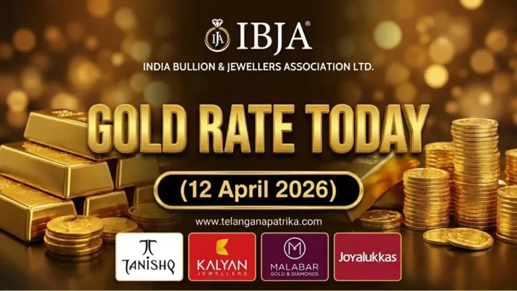 Gold Rate Today - Gold rate chart in Hyderabad jewelry store on 12 April 2026