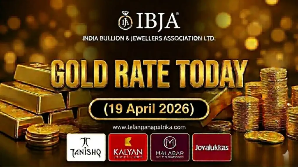 Gold Rate Today - Gold rate chart in Hyderabad jewelry store on 19 April 2026