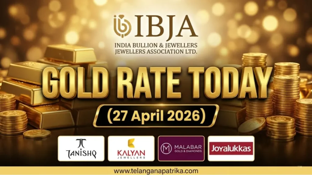 Gold Rate Today - Gold rate chart in Hyderabad jewelry store on 27 April 2026