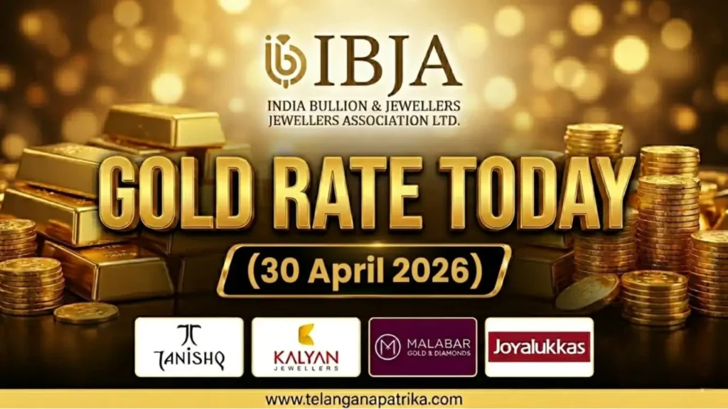 Gold Rate Today - Gold rate chart in Hyderabad jewelry store on 30 April 2026
