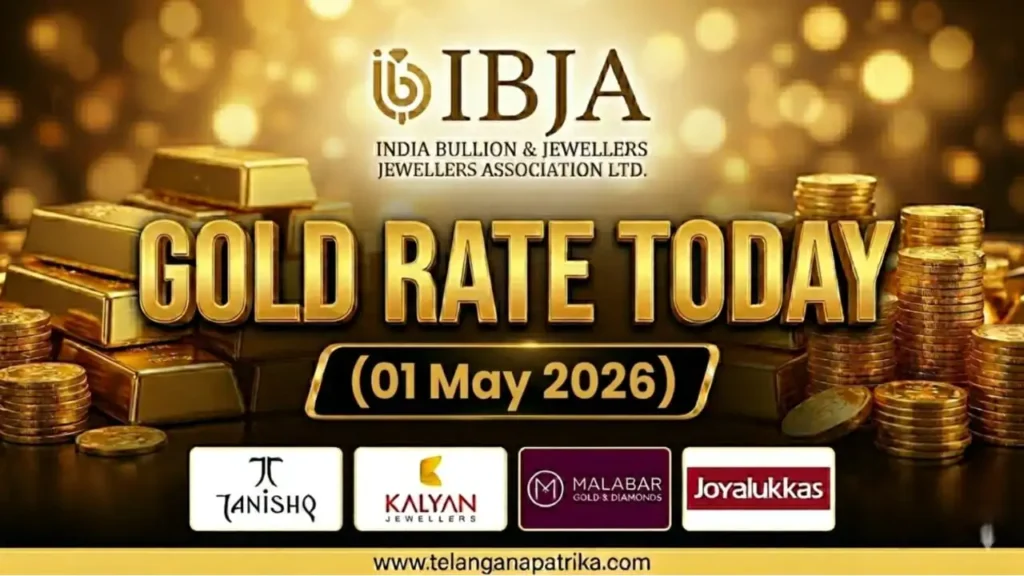 Gold Rate Today - Gold rate chart in Hyderabad jewelry store on 01 may 2026