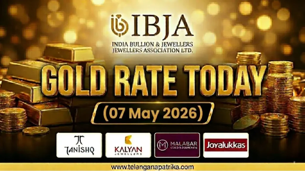 Gold Rate Today - Gold rate chart in Hyderabad jewelry store on 07 may 2026