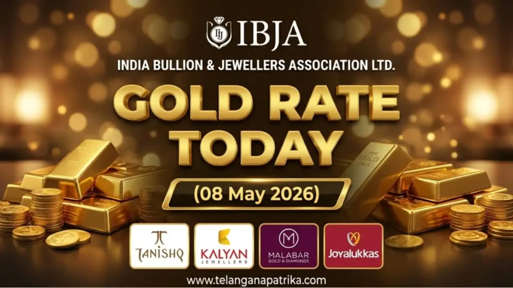 Gold Rate Today - Gold rate chart in Hyderabad jewelry store on 08 may 2026