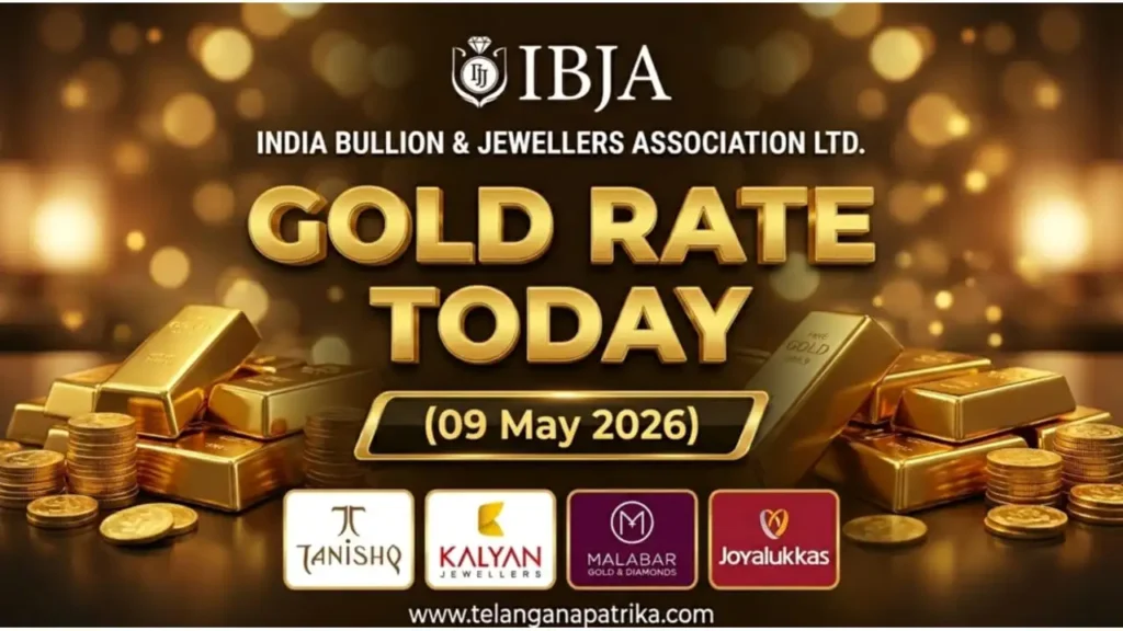 Gold Rate Today - Gold rate chart in Hyderabad jewelry store on 09 may 2026