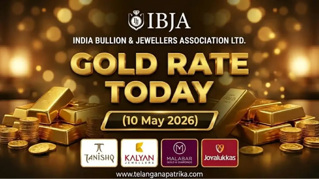 Gold Rate Today - Gold rate chart in Hyderabad jewelry store on 10 may 2026