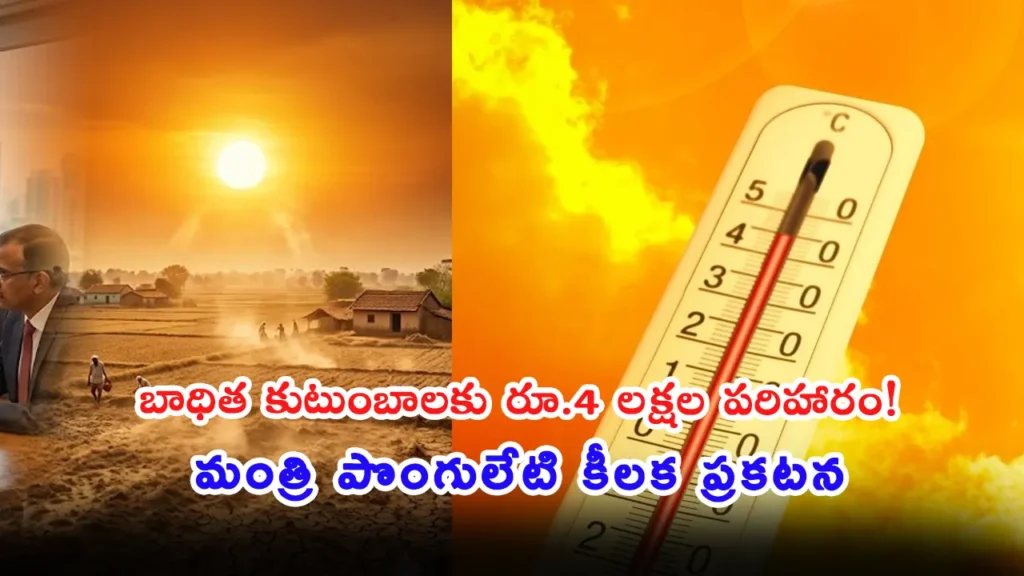 Minister Ponguleti Srinivasa Reddy reviews severe heatwave conditions and announces compensation in Telangana.
