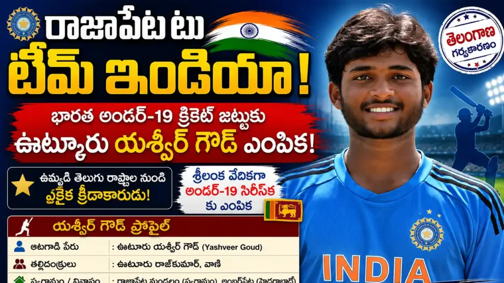 Yashveer Goud selected for India Under-19 cricket team squad profile details.