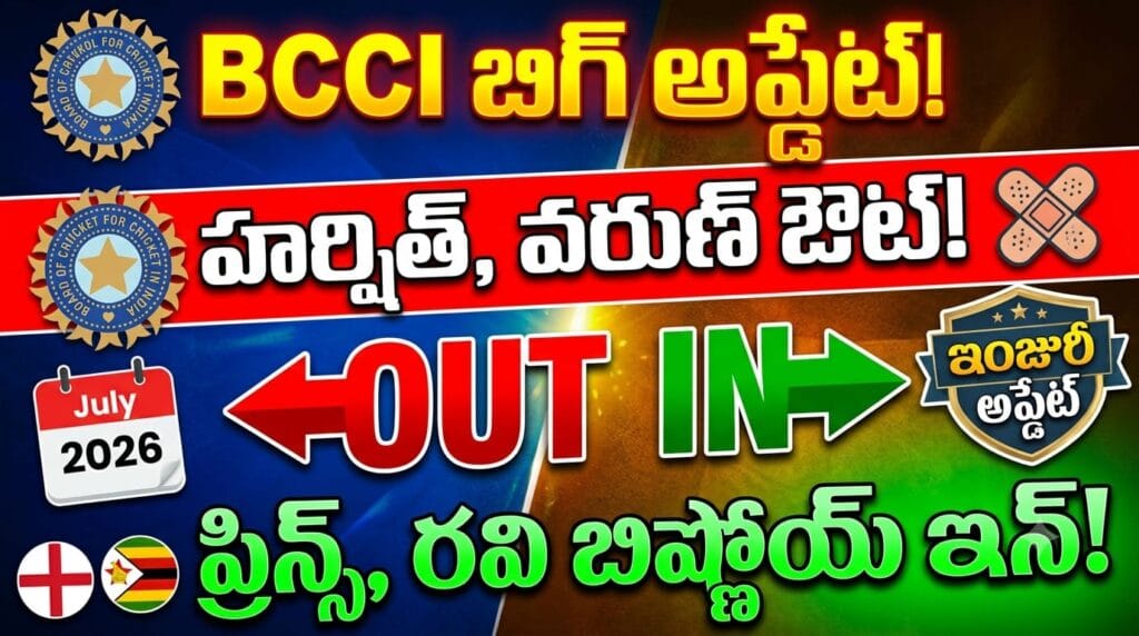 BCCI Replacement News 2026 – Harshit Rana and Varun Chakravarthy Out