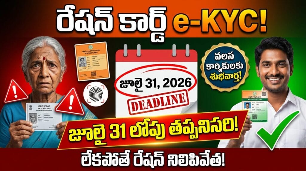 Ration Card e-KYC Deadline 2026 - Update ration card e-KYC by July 31, 2026. Migrant workers can update at any ration shop without traveling.