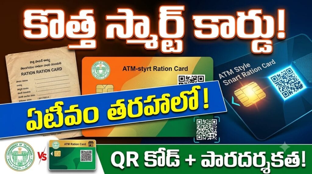 Smart Ration Card Telangana 2026 - ATM style smart cards with QR code for transparent ration distribution in Telangana.
