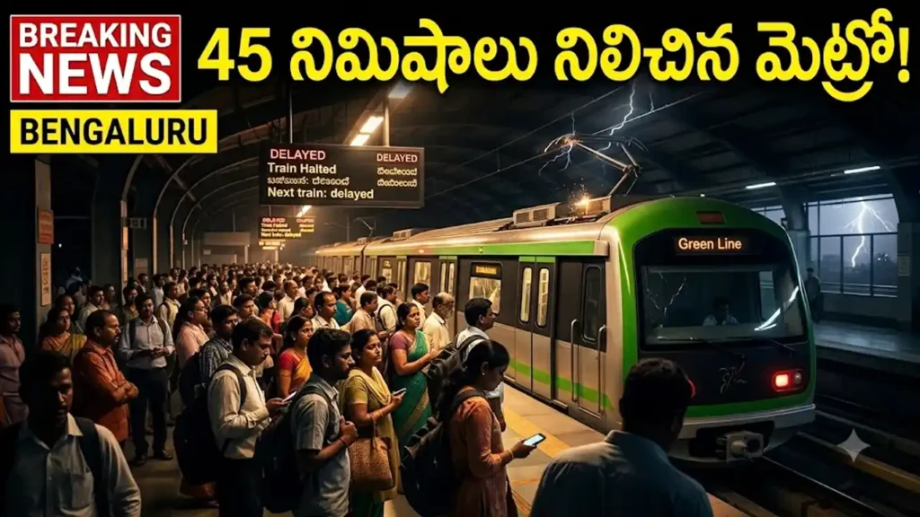Bengaluru Metro Green Line passengers waiting after power disruption