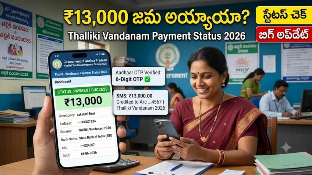 Thalliki Vandanam Payment Status 2026 online check using Aadhaar OTP on BM SGSW AP Government Portal