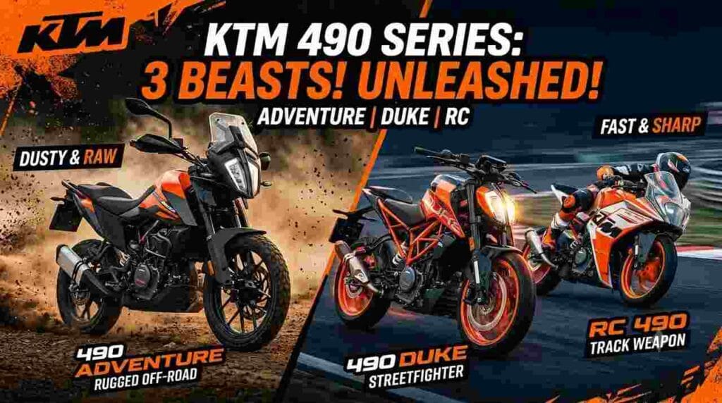 KTM 490cc Twin Cylinder Bikes India - 490 Adventure, 490 Duke, and RC 490 with new parallel-twin engine.
