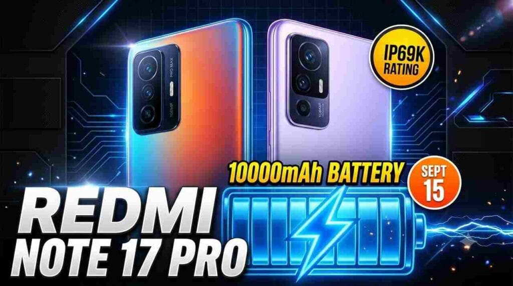 Redmi Note 17 Pro Series India Launch - 10000mAh battery, Snapdragon chipset, and Secret Sunrise color-changing design.