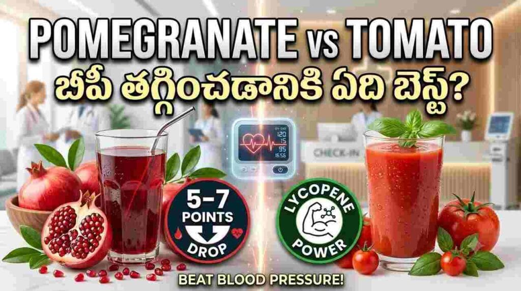 Pomegranate vs tomato juice for blood pressure – heart healthy drinks with lycopene and antioxidants for BP control.